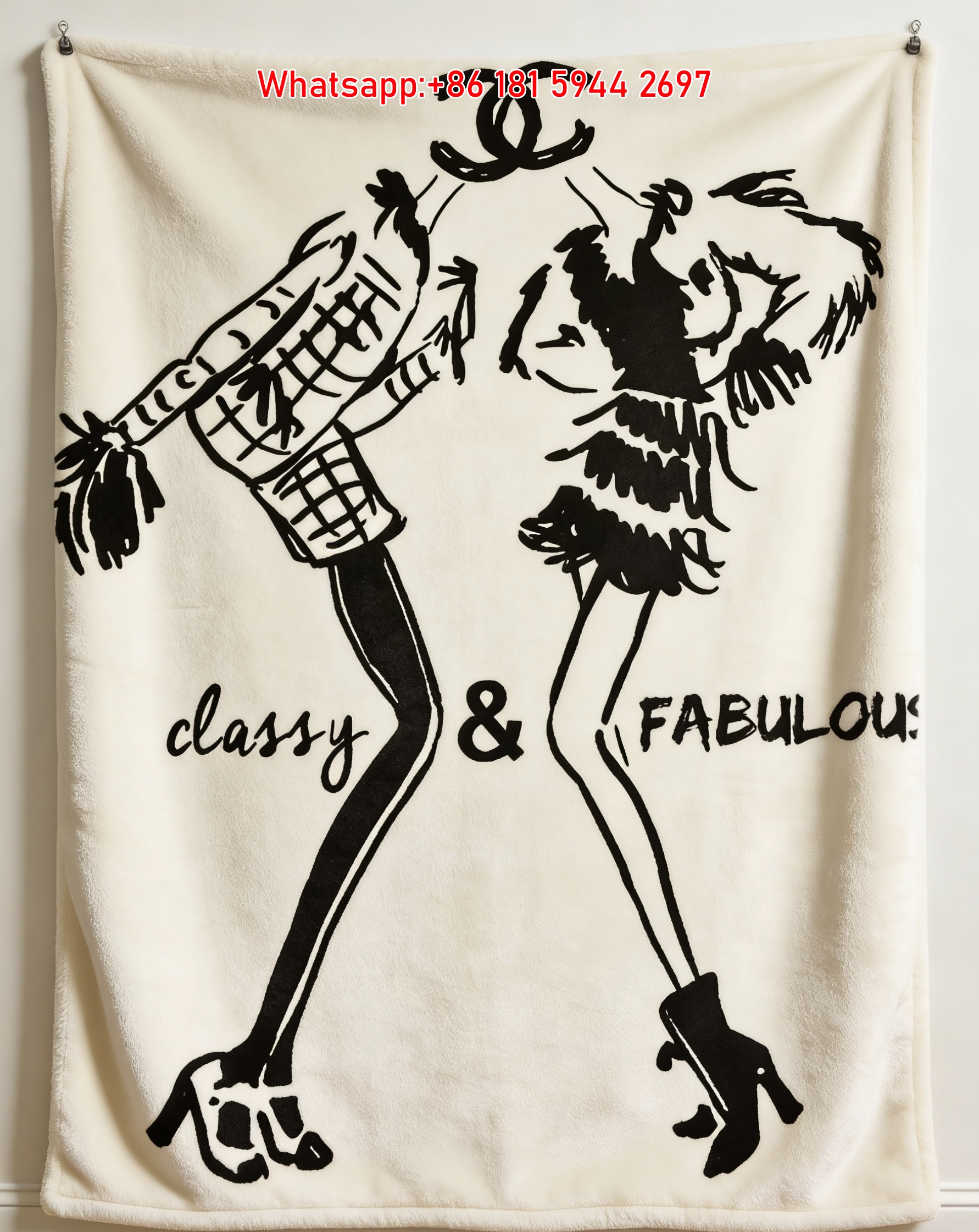 Chanel Classy & Fabulous Fashion Illustration Flannel Sofa Throw Blanket IMG_6794
